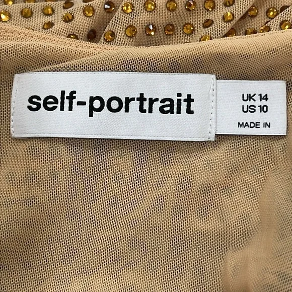 self-portrait YELLOW RHINESTONE MESH MIDI DRESS - Picture 10 of 14